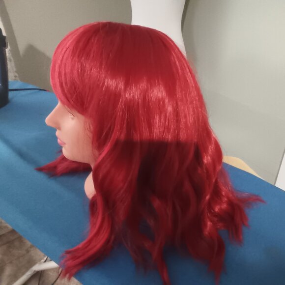 Mixed Red Wine Wavy Bob Synthetic Wig with Bangs 14" - Picture 7 of 9
